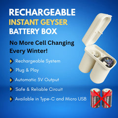 Rechargeable Instant Geyser Battery Box (Type-C / Micro USB)